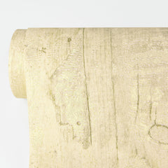 A close-up of Lindens Wood Wallpaper by York Wallcoverings shows its beige, wood grain-inspired textured pattern against a plain white background.