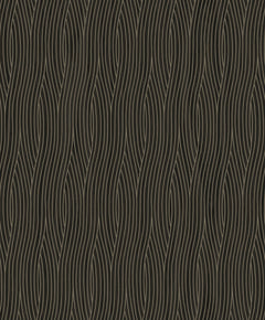 The Grayson Wallpaper by York Wallcoverings features a seamless pattern of wavy, vertical beige lines on a dark brown background, creating an abstract, flowing design with dynamic movement and textured appeal.
