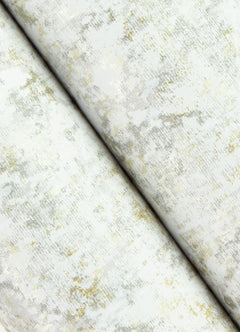 Close-up of two sheets of Hepworth Texture Wallpaper by York Wallcoverings, featuring a subtle marbled pattern in light gray, white, and hints of gold for an abstract and elegant look.