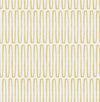 A series of repeating vertical yellow ovals creates a geometric pattern on a white background, with the ovals evenly arranged in straight rows for a simple, modern look. This is the Lars Retro Wave Wallpaper by York Wallcoverings.