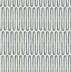 Featuring a repeating pattern of vertical, elongated grey ovals arranged in rows and columns on a white background, the Lars Retro Wave Wallpaper by York Wallcoverings offers a simple geometric or abstract design.