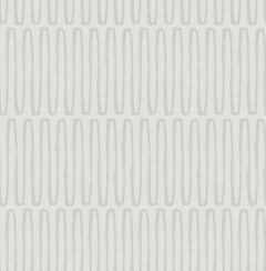The Lars Retro Wave Wallpaper by York Wallcoverings features a seamless pattern of vertical oval shapes in light gray on a white background, arranged in evenly spaced horizontal rows for a modern, minimalist geometric look.