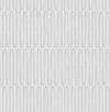 Introducing the Lars Retro Wave Wallpaper by York Wallcoverings, featuring a minimalist geometric design with seamless rows of vertical, light gray ovals set against a crisp white background.
