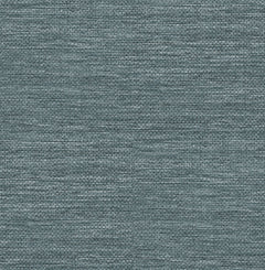 Close-up of the Malin Faux Grasscloth Wallpaper by York Wallcoverings, featuring textured blue-gray woven detailing with subtle horizontal and vertical lines for a soft, slightly mottled effect.