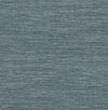 Malin Faux Grasscloth Wallpaper by York Wallcoverings features a blue-gray woven texture with visible threads and subtle horizontal lines. The wallpaper has a soft, slightly heathered finish for a cozy, casual look. No other objects or patterns appear in the image.