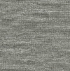 A close-up view of York Wallcoverings’ Malin Faux Grasscloth Wallpaper in gray, featuring a subtle, slightly mottled texture with visible horizontal and vertical threads.