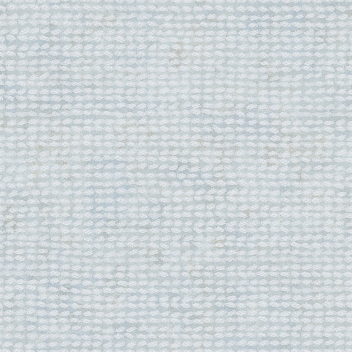 The Chesapeake Wellen Abstract Rope Wallpaper by York Wallcoverings features a light blue and white woven texture with a subtle, repeating leaf pattern, creating a soft and delicate appearance.