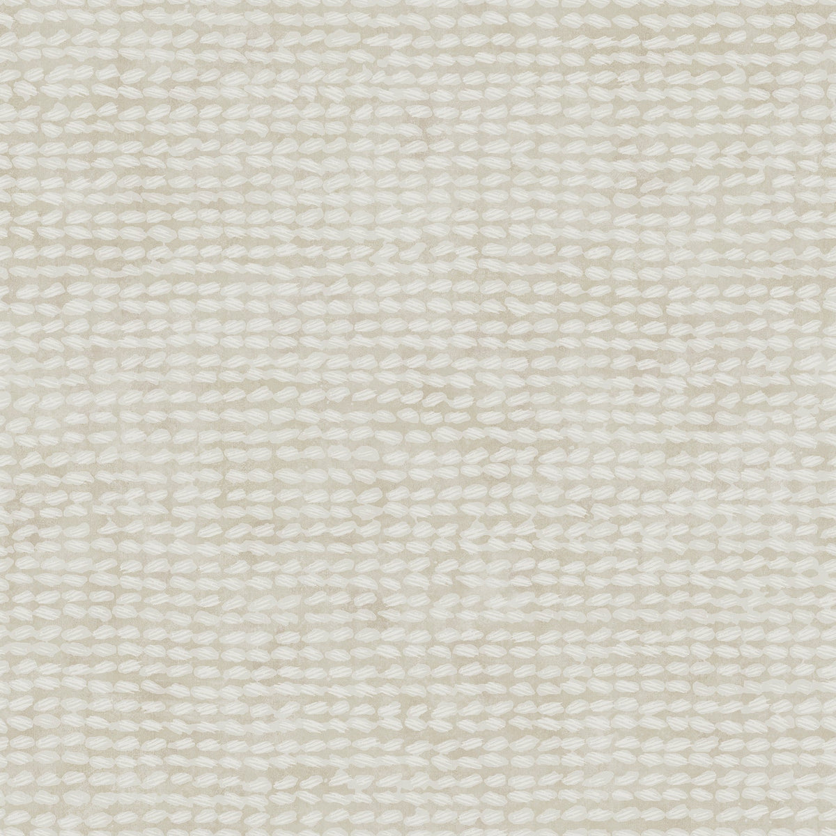 Close-up of the Chesapeake Wellen Abstract Rope Wallpaper by York Wallcoverings, featuring a beige and white woven pattern with small, interlocking loops arranged in a horizontal and vertical grid. The wallpaper’s design mimics the look of soft, slightly textured fabric.
