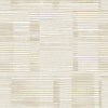 Callaway Woven Stripes Wallpaper by York Wallcoverings features a beige and white geometric pattern with horizontal and vertical lines of varying thickness, creating a grid-like abstract design with a textured appearance.