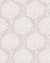 The Zaria Topiary Wallpaper by York Wallcoverings features a seamless pattern of cream floral bouquets with leaves and stems on a pale mauve background, evoking a vintage or classic wallpaper design.