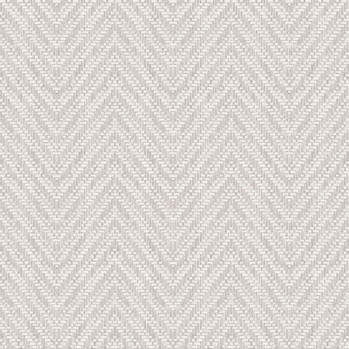 The Glynn Chevron Wallpaper by York Wallcoverings features a seamless, textured chevron pattern in beige and off-white tones, creating a repeating zigzag design with a woven, fabric-like appearance.