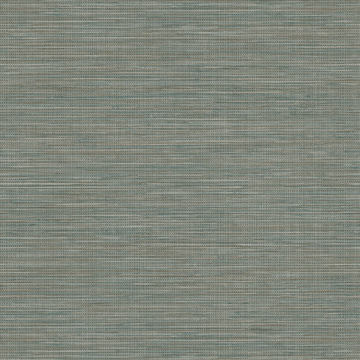 Winn Faux Grasscloth Wallpaper featuring a teal and gray horizontal woven grasscloth texture.