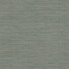 Winn Faux Grasscloth Wallpaper featuring a teal and gray horizontal woven grasscloth texture.