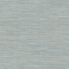Winn Faux Grasscloth Wallpaper in light blue with a horizontal, textured, grasscloth-inspired pattern.