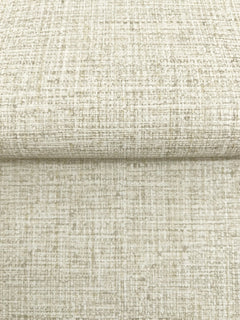 Clarkson Woven Wallpaper in light beige with a textured, cross-woven pattern.