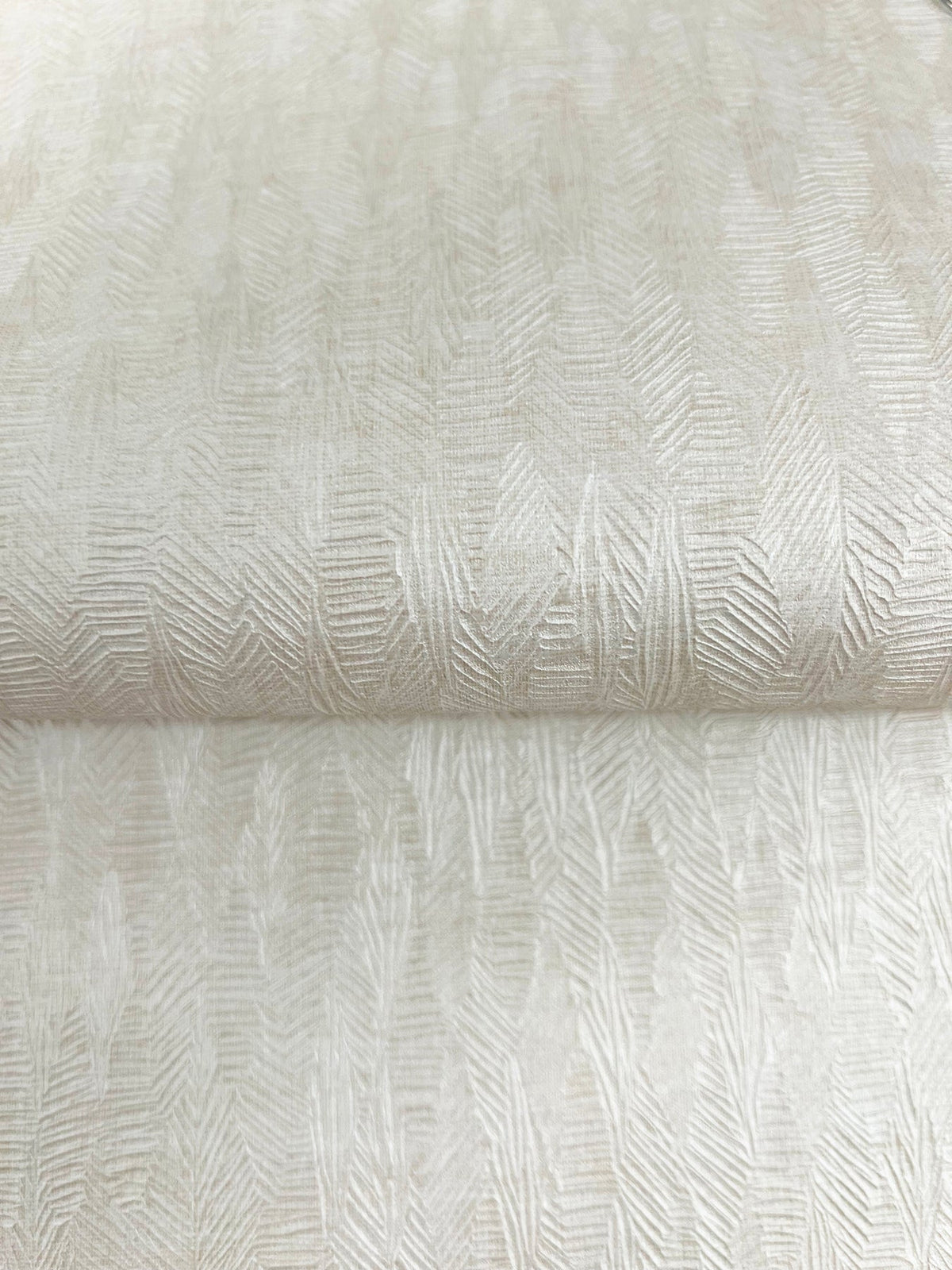 Off-white Bryson Feathered Texture Wallpaper with a subtle, raised herringbone or feathered pattern.
