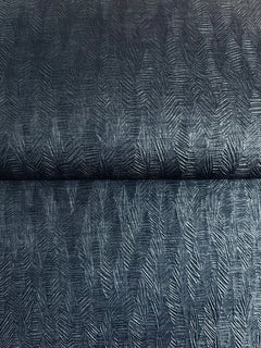 Bryson Feathered Texture Wallpaper in dark blue with an embossed, feathered herringbone pattern.