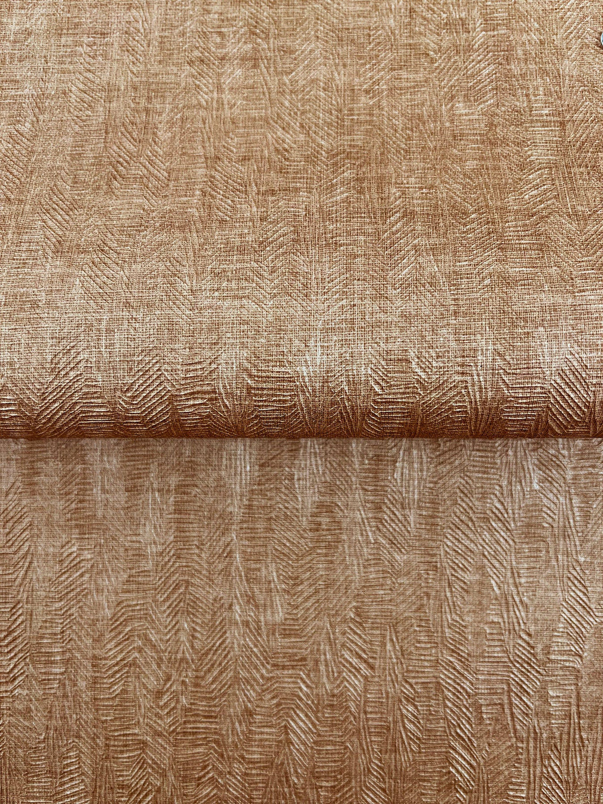 Bryson Feathered Texture Wallpaper in tan with a repeating chevron-like feathered texture.