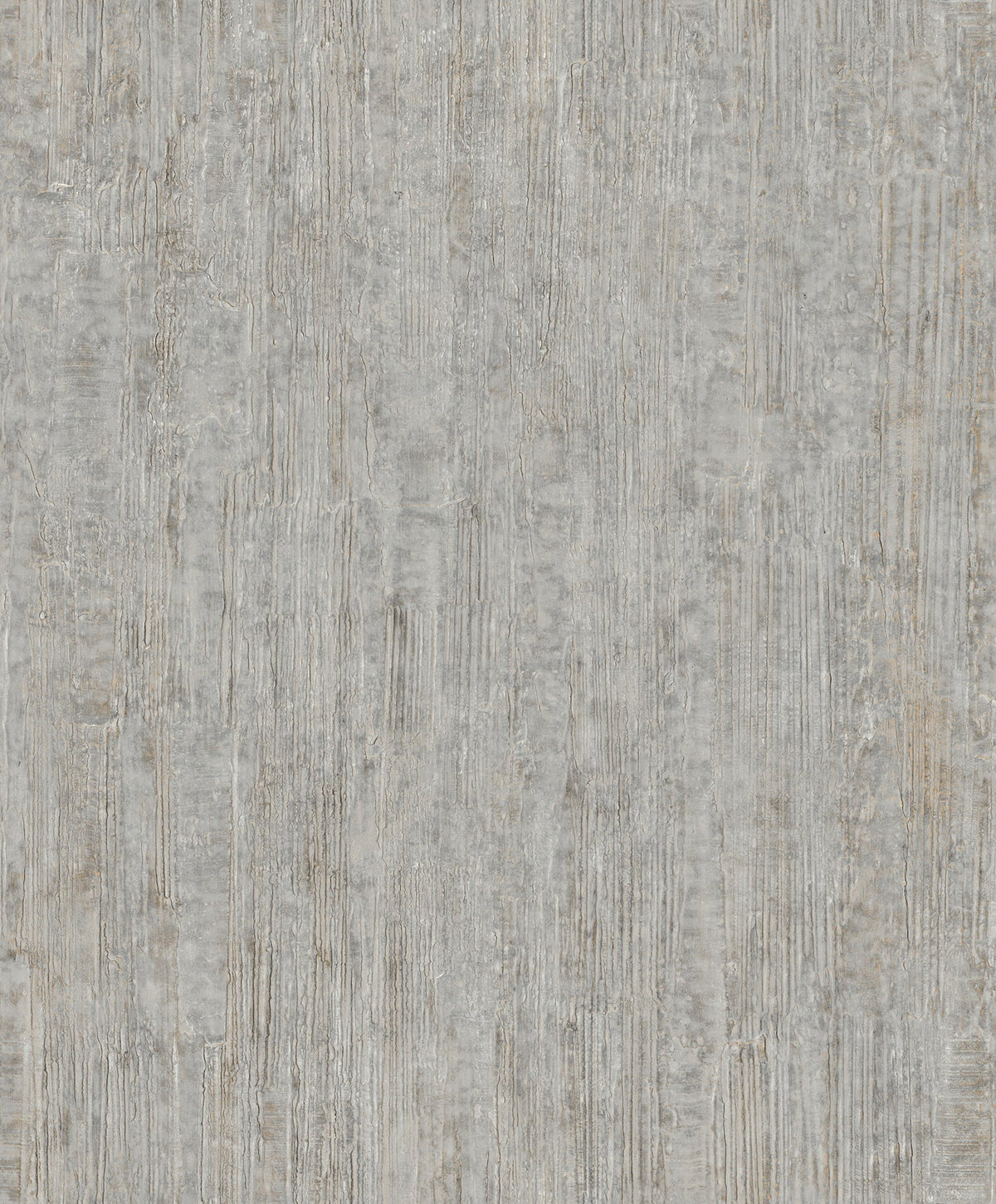 The Chesapeake Ramona Distressed Texture Wallpaper by York Wallcoverings features a gray textured surface with subtle vertical and horizontal lines that evoke the look of weathered wood or concrete. Its rough, muted pattern combines light and dark gray tones for a rustic, industrial aesthetic.