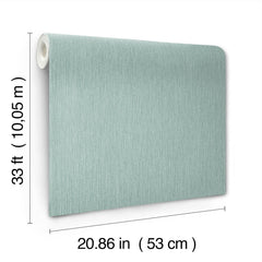 Chesapeake Elijah Texture Wallpaper by York Wallcoverings in light teal, featuring a subtle texture. Each roll measures 33 ft (10.05 m) long and 20.86 in (53 cm) wide.