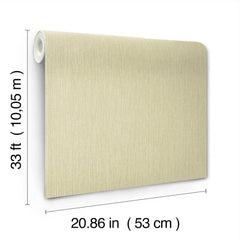 The Chesapeake Elijah Texture Wallpaper by York Wallcoverings is displayed upright. The beige roll measures 33 feet (10.05 meters) in length and 20.86 inches (53 cm) in width, with its dimensions clearly labeled on the image.