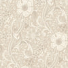 The Chesapeake Liora Floral Trail Wallpaper by York Wallcoverings features an elegant, classic design with intricate vintage floral patterns and leaves in beige and cream tones.