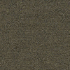 The Chesapeake Harrison Swirling Geometric Wallpaper by York Wallcoverings features a layered geometric design with intersecting dark brown curved lines forming overlapping arcs and semi-circles on a textured black background.