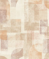 Chesapeake Cassandra Block Geometric Wallpaper by York Wallcoverings features an abstract arrangement of overlapping rectangles, squares, and curved forms in soft beige, tan, and peach tones with a textured, painterly effect.