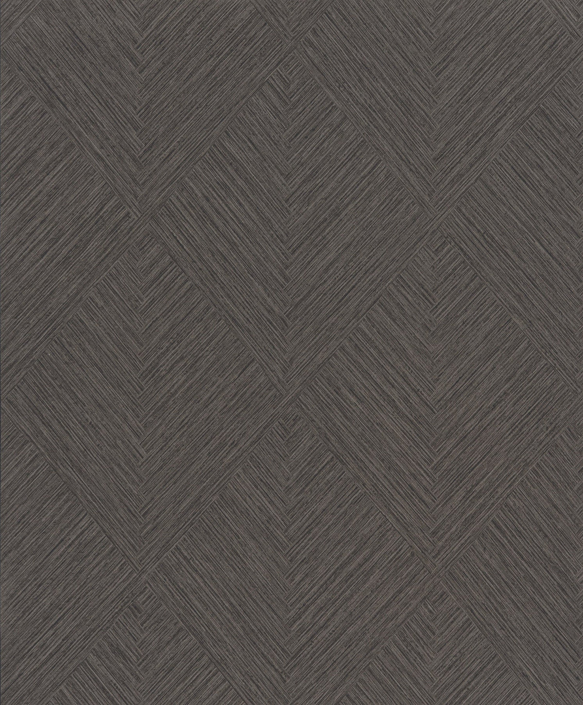 Featuring a dark gray textured surface, the Chesapeake Hollis Textured Diamond Wallpaper by York Wallcoverings displays a repeating geometric pattern of diagonal lines forming diamond shapes. These lines create a herringbone-like, woven effect across the design.