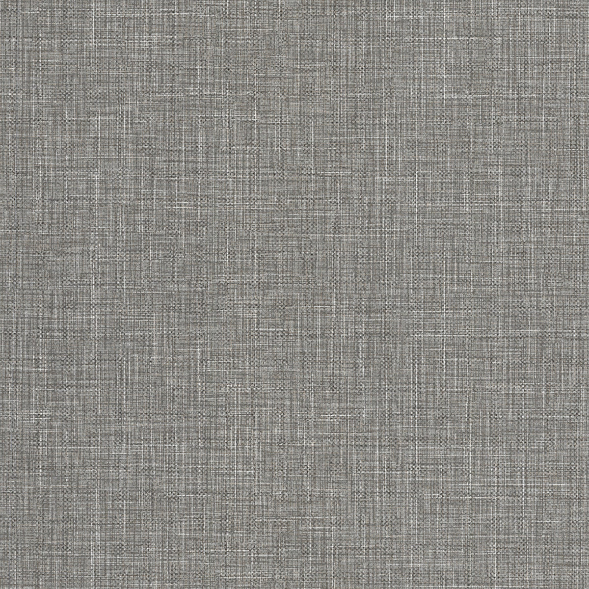 Beau Faux Fabric Wallpaper by York Wallcoverings features a gray textured design with a subtle crisscross pattern reminiscent of linen or woven material. Intersecting lines form a grid-like appearance, showcasing varying shades of gray throughout.