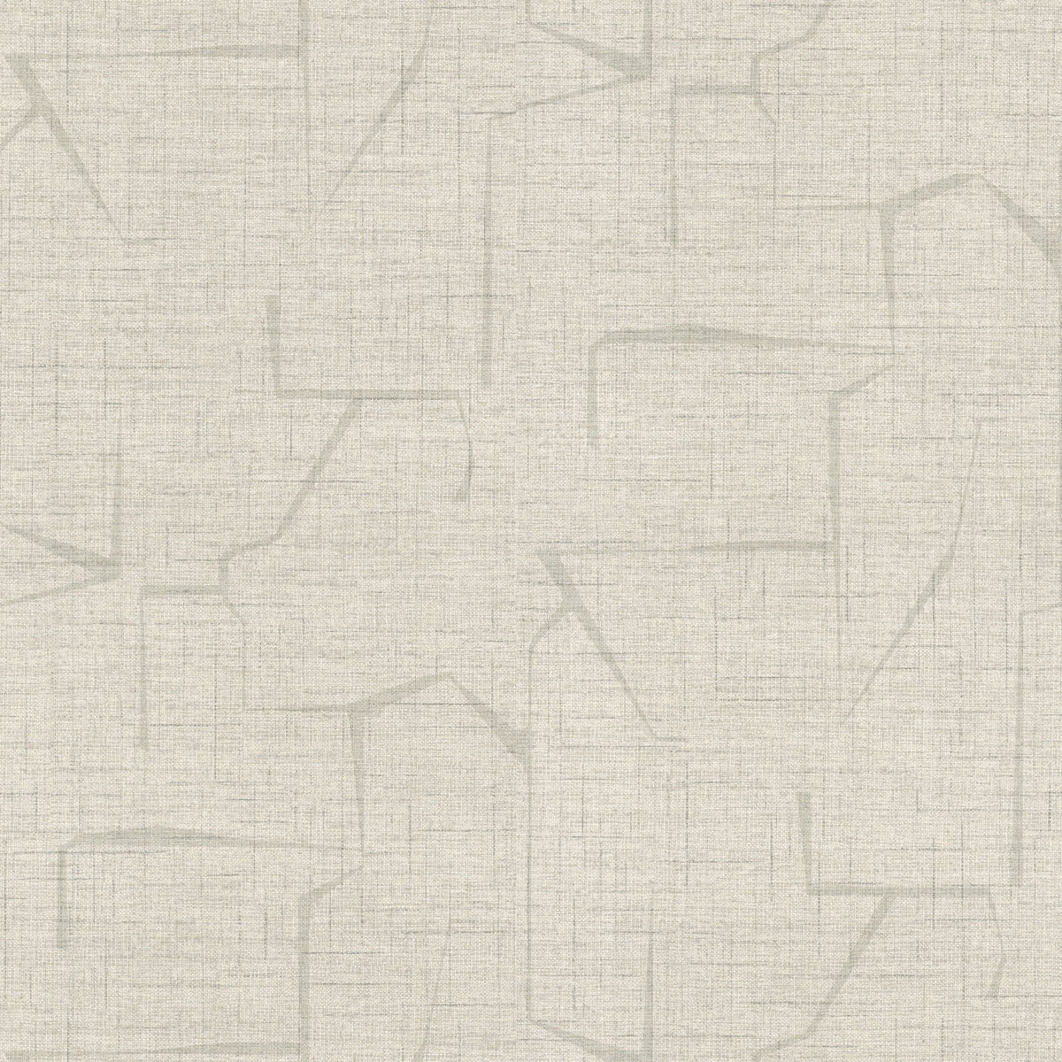 Featuring a light beige textured background, the Lyle Abstract Geometric Wallpaper by York Wallcoverings showcases faint, intersecting thin geometric lines that create an abstract, irregular pattern reminiscent of stitched or drawn lines on fabric.