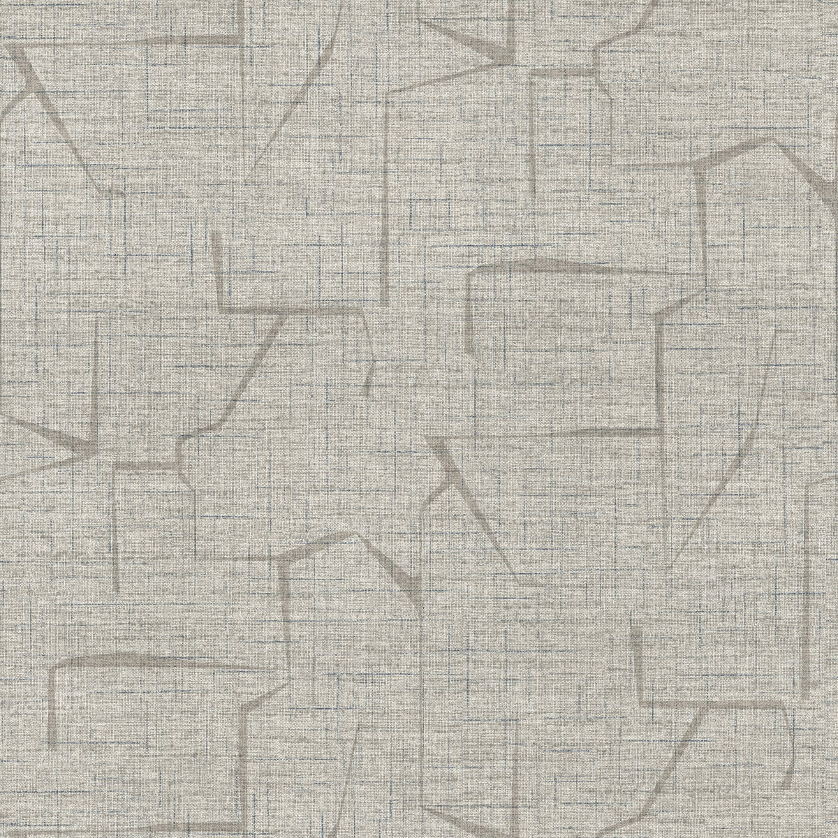 Lyle Abstract Geometric Wallpaper by York Wallcoverings features a textured gray surface with a subtle woven pattern, intersected by faint, irregular geometric lines in a slightly darker shade for a modern, abstract look.