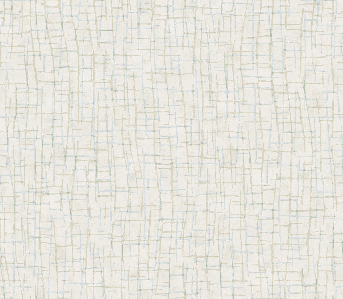 The Rian Linear Abstract Wallpaper by York Wallcoverings features a minimalist design of intersecting, uneven beige and pale blue lines on an off-white background, resembling a hand-drawn grid or woven texture for a soft, subtle, and textured appearance.