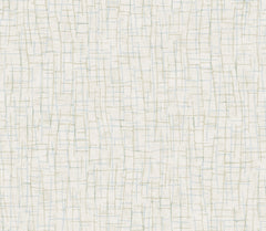 The Rian Linear Abstract Wallpaper by York Wallcoverings features a minimalist design of intersecting, uneven beige and pale blue lines on an off-white background, resembling a hand-drawn grid or woven texture for a soft, subtle, and textured appearance.
