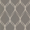 Discover the Gustav Geometric Wallpaper by York Wallcoverings, featuring interlocking beige lines that form diamond shapes across a textured gray background. The softly curving lines create an elegant, repeating lattice design for a sophisticated touch to your space.