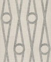 The Henlein Wallpaper by York Wallcoverings features a geometric pattern of vertical gray lines intersected by circles on a textured off-white background, offering a modern and repetitive design.