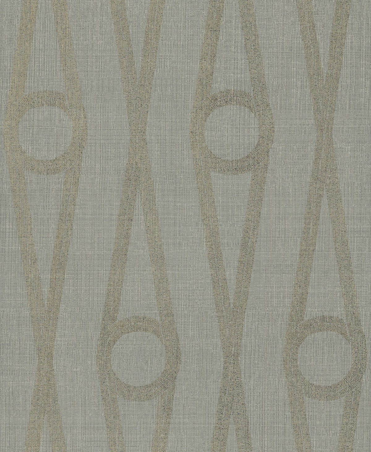 Transform your space with the Henlein Wallpaper by York Wallcoverings, featuring a geometric design of vertical gold elongated diamonds and ovals set against a textured light gray background.