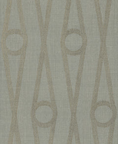 Transform your space with the Henlein Wallpaper by York Wallcoverings, featuring a geometric design of vertical gold elongated diamonds and ovals set against a textured light gray background.