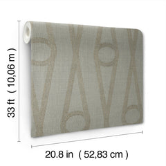 The Henlein Wallpaper by York Wallcoverings features a geometric beige pattern and comes in a roll measuring 33 ft (10.06 m) long and 20.8 in (52.83 cm) wide.