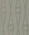 The Henlein Wallpaper by York Wallcoverings features a repeating geometric pattern of gold oval shapes linked by diagonal gold lines on a textured, light gray background.