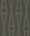 Henlein Wallpaper by York Wallcoverings features a dark textured background with a repeating geometric pattern of vertical beige lines and ovals, creating elongated diamond and circle shapes for a modern, abstract look.