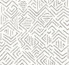 The Sirih Wallpaper by York Wallcoverings features a hand-drawn geometric pattern of black lines creating diamond and zigzag shapes on a white background, evoking an abstract or tribal-inspired aesthetic.