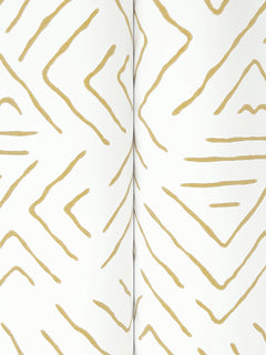 Two pages of a book or notebook with a white background, featuring light brown, irregular, hand-drawn zigzag and line patterns reminiscent of the Sirih Wallpaper by York Wallcoverings.