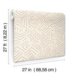 Sirih Wallpaper by York Wallcoverings features a geometric pattern and is sold in rolls measuring 27 feet (8.22 meters) in length and 27 inches (68.58 cm) in width.