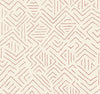 Sirih Wallpaper by York Wallcoverings features a beige background accented with an abstract, repeating pattern of thin, irregular brown lines that create geometric diamond and zigzag shapes throughout.