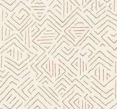 Sirih Wallpaper by York Wallcoverings features a beige background accented with an abstract, repeating pattern of thin, irregular brown lines that create geometric diamond and zigzag shapes throughout.