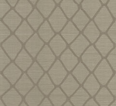 Tonga Wallpaper by York Wallcoverings features a beige textured surface with an abstract, repeating diamond lattice pattern in a slightly darker shade, creating a subtle, modern geometric design.