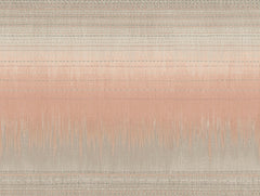 Desert Textile Wallpaper by York Wallcoverings features a woven design with horizontal stripes in beige, peach, and gray tones. The surface displays subtle, irregular lines and patterns, creating a soft gradient effect across the wallpaper.