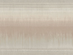 Desert Textile Wallpaper by York Wallcoverings features an abstract textured pattern with horizontal stripes in beige, cream, and gray, accented by dotted lines reminiscent of woven fabric or a soft gradient landscape. The neutral tones evoke a calm and minimalist aesthetic.