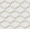 Experience the Palisades Paperweave Wallpaper by York Wallcoverings, featuring a geometric pattern of repeating cubes crafted from thin brown lines on a white background for a striking three-dimensional optical illusion.
